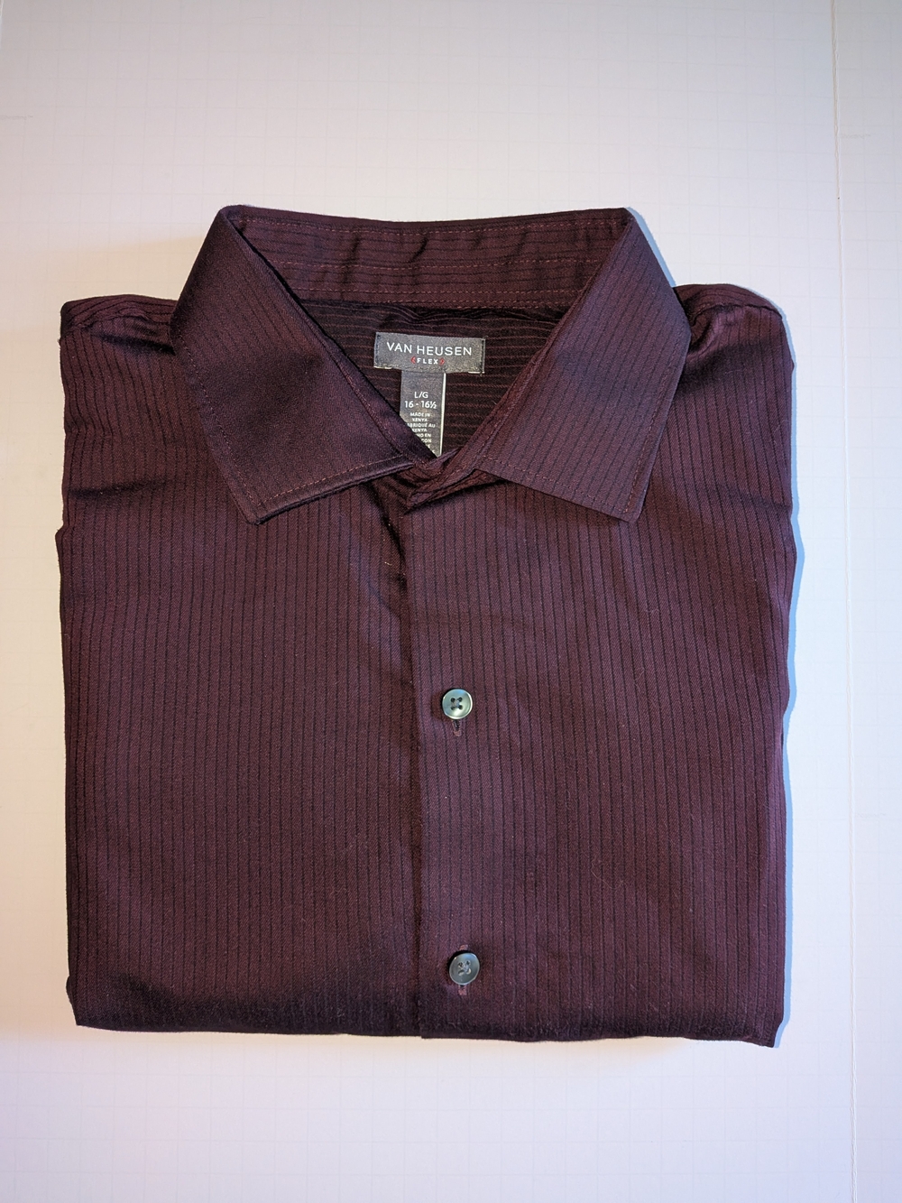 Van Heusen Men's Dark Burgundy Pinstripe Dress Shirt